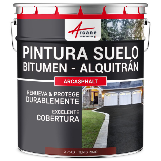 Pintura bituminosa y de alquitrán resina de suelo para asfalto Tenis Rojo 3.75 kg (7.5 m² en 2 capas)