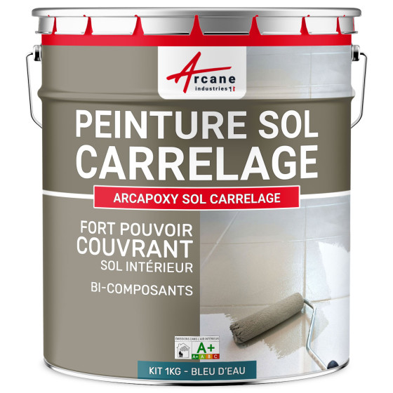 Peinture Sol Carrelage - Résine époxy pour sol carrelé-Kit1Kg-Ral-5021-Bleu-Deau-Aspect / Couleur Peinture Sol Carrelage - Résine époxy pour sol carrelé-Kit1Kg-Ral-5021-Bleu-Deau-Aspect / Couleur