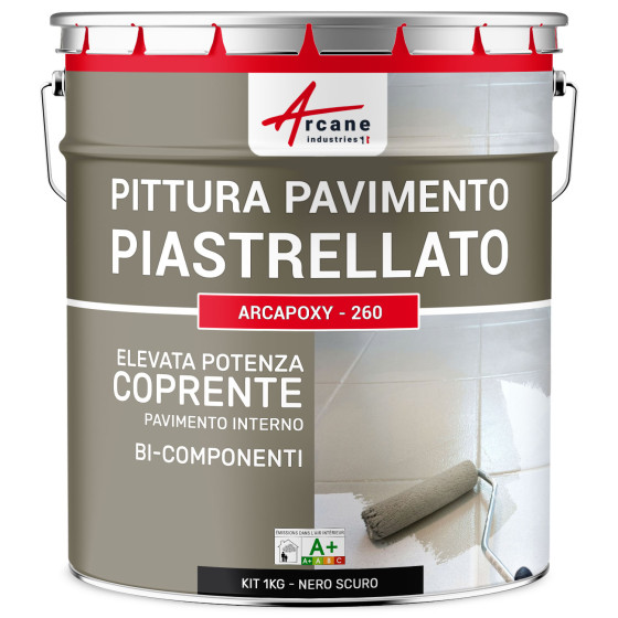 Vernice Pavimenti Piastrellati -Arcapoxy Pavimento Piastrellato 1 kg  RAL 9005 - Nero Scuro
