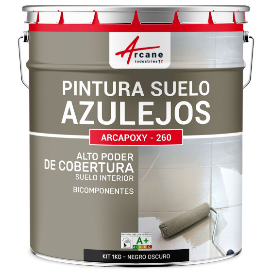 Pintura para Suelo de Baldosas Resina epoxi Arcapoxy RAL 9005 Negro Oscuro 1 kg (hasta 5 m² en 2 capas) Pintura para Suelo de Baldosas Resina epoxi Arcapoxy RAL 9005 Negro Oscuro 1 kg (hasta 5 m² en 2 capas)