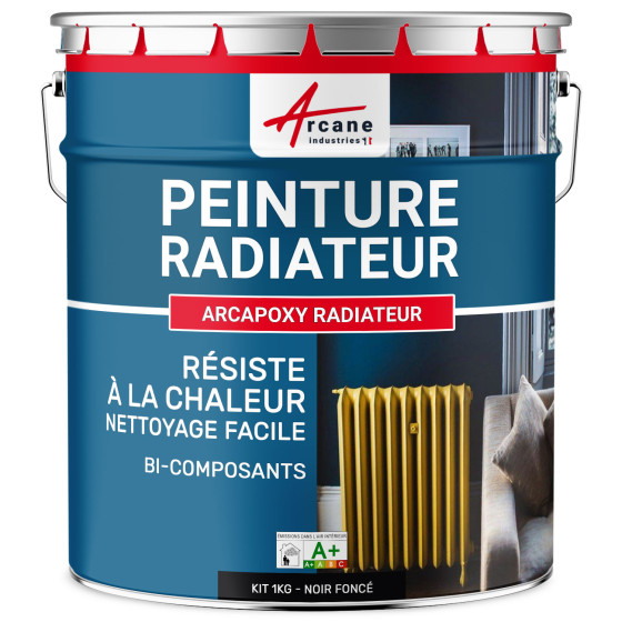Peinture radiateur / chauffage-Kit1Kg-Ral-9005-Noir-fonce-Aspect / Couleur Peinture radiateur / chauffage-Kit1Kg-Ral-9005-Noir-fonce-Aspect / Couleur