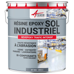 Peinture époxy sol industriel et parking - REVEPOXY TRAFIC INTENSIF-kit5Kg-Gris-2-ral-7046-Aspect / Couleur