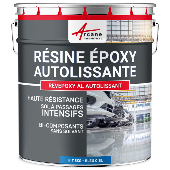 Résine Autolissante Epoxy Sol Carrelage - REVEPOXY AL AUTOLISSANT-Kit5kg-Bleu-ciel-ral-5015-Aspect / Couleur