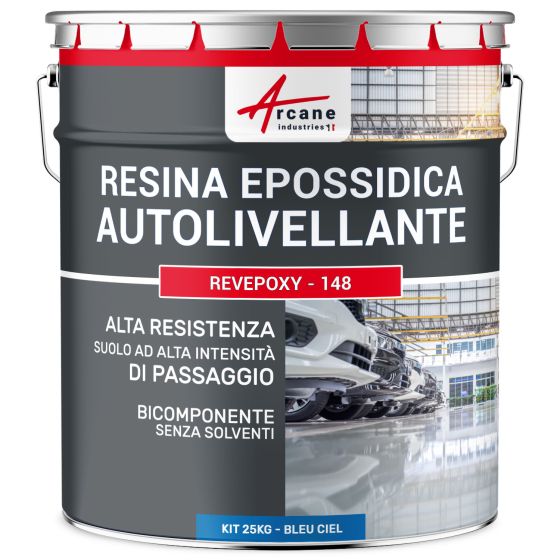 Resina Epossidica per Pavimenti, Autolivellante - REVEPOXY - 148 25 kg Blu Cielo - RAL 5015 Resina Epossidica per Pavimenti, Autolivellante - REVEPOXY - 148 25 kg Blu Cielo - RAL 5015