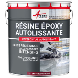 Résine Autolissante Epoxy Sol Carrelage - REVEPOXY AL AUTOLISSANT-Kit5kg-Rouge-rubis-ral-3003-Aspect / Couleur