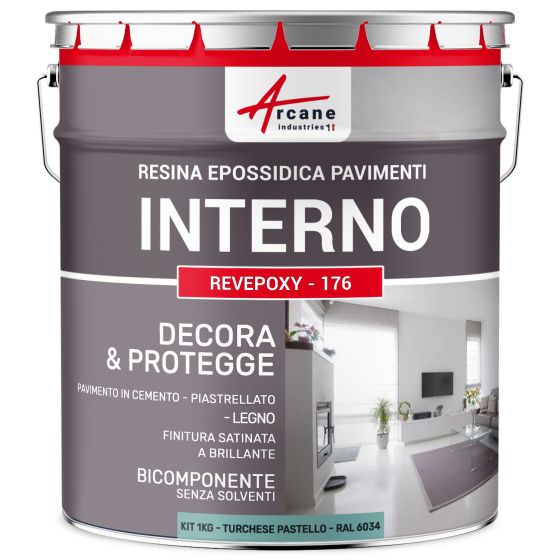 Resina Epossidica per Pavimenti Interni - REVEPOXY - 176 1 kg  RAL 6034 - Turchese Pastello Resina Epossidica per Pavimenti Interni - REVEPOXY - 176 1 kg  RAL 6034 - Turchese Pastello
