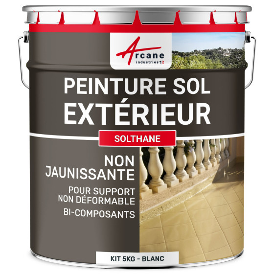 Peinture Béton Extérieur Sol - SOLTHANE-Kit5kg-Blanc-Aspect / Couleur Peinture Béton Extérieur Sol - SOLTHANE-Kit5kg-Blanc-Aspect / Couleur
