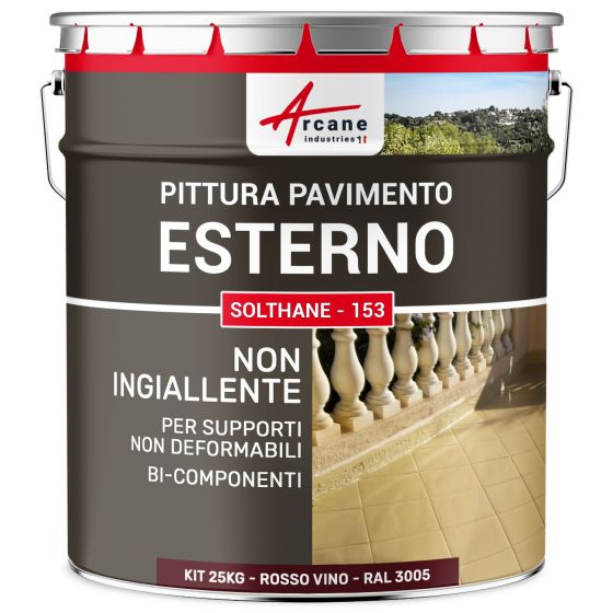 Pittura per Pavimenti Esterni - SOLTHANE - 153 25 kg Rosso Vino - RAL 3005 Pittura per Pavimenti Esterni - SOLTHANE - 153 25 kg Rosso Vino - RAL 3005