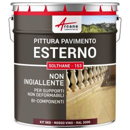 Pittura per Pavimenti Esterni  - SOLTHANE - 153 5 kg Rosso Vino - RAL 3005