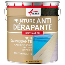 Peinture antidérapante sol extérieur intérieur - RÉSINE SOLTHANE RD-kit30kg-Beige-ral-1001-Aspect / Couleur