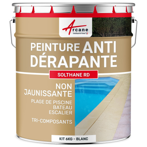 Peinture antidérapante sol extérieur intérieur - RÉSINE SOLTHANE RD-Kit6kg-Blanc-Aspect / Couleur Peinture antidérapante sol extérieur intérieur - RÉSINE SOLTHANE RD-Kit6kg-Blanc-Aspect / Couleur