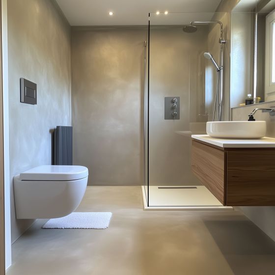 Kit Béton Ciré Salle de Bain :Enduit imperméable - Mise en situation - Blé_02