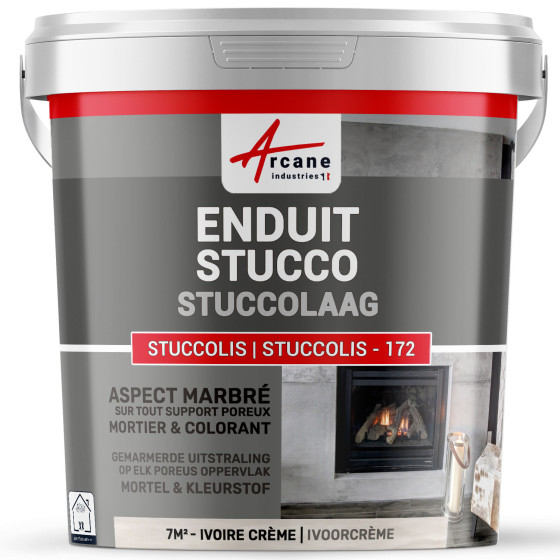 Stucco verf. STUCCOLIS pleister met mortel en kleurstof Kleur:Ivoorcrème - kit tot 7 m²