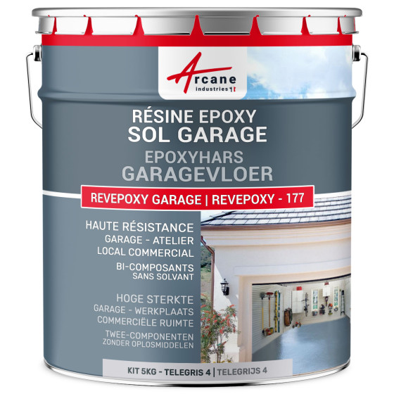 REVEPOXY -177/ Epoxy vloerverf Kleur:Telegrijs 4 - RAL 7047 - 5 kg (tot 16 m² in 2 lagen)