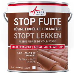 Verf voor vezelversterkte afdichting - Dakpan. dakgoot. gootafdichter: ARCALEAK REPAIR -234 Kleur:Wit - 2.5 L