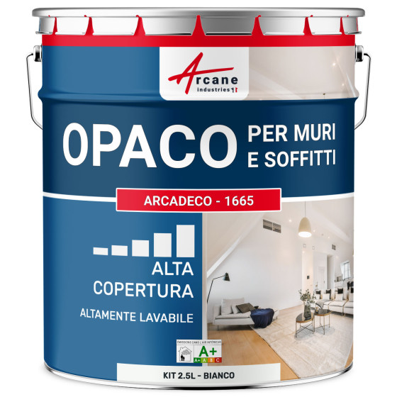 Pittura acrilica opaca:  ARCADECO - 1665 2.5 L - Bianco