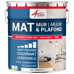 Peinture murale acrylique mate : ARCADÉCO MUR MAT 2.5 L - Zwembadwit