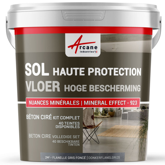 KIT BETON CIRE VLOER HOGE BESCHERMING Donkerflanelgrijs - 2 m² (in 2 lagen)