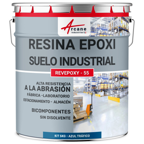 Pintura epoxi para suelo industrial y parking - REVEPOXY - 55 5 Kg (10 m²) - Azul señales - RAL 5017