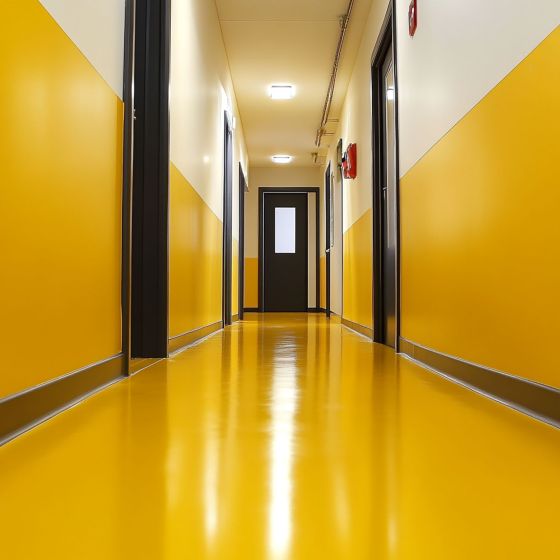 Résine sol garage - Peinture époxy sol : REVEPOXY GARAGE - Mise en situation - Jaune signalisation