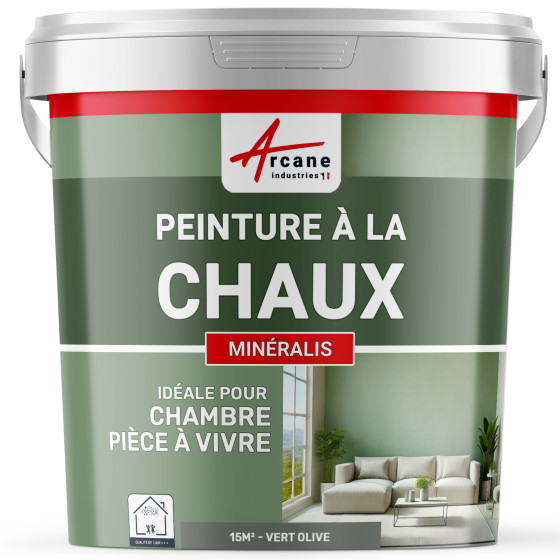 Peinture à la Chaux Intérieure - MINERALIS Olive Vert - 15 m² (2.5 kg en 1 couche)
