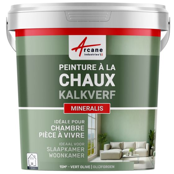 Natuurlijke Kalkverf voor Binnen - MINERALIS Olijfgroen - 15 m² (2.5 kg in 1 laag)
