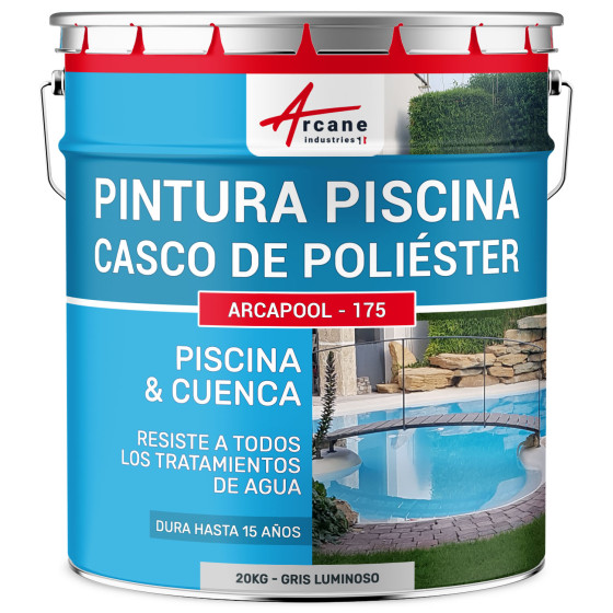 Pintura para piscinas gris para cascos de poliéster. hormigón - ARCAPOOL - 175 20 kg (65m² ) - Gris Claro - RAL 7035