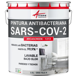 Pintura antibacteriana gris. para paredes y techos: ARCASCREEN - 1213 Gris tele 4 - RAL 7047 - 2.5 L