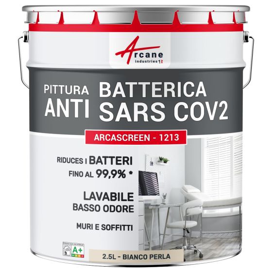 Pittura antibatterica bianca. per muri e soffitti: ARCASCREEN - 1213 Bianco Perlato - RAL 1013 - 2.5 L