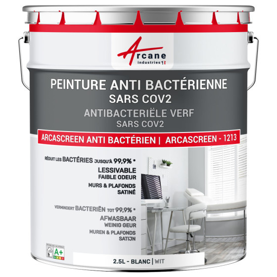 Anti-bacteriële verf. voor muur en plafond: ARCASCREEN 1213 Wit - 2.5 L