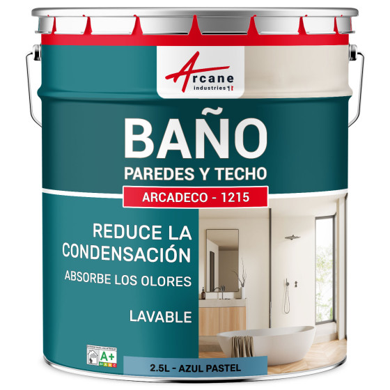 Pintura azul para baño pared y techo: ARCADECO - 1215 2.5 L - Azul Pastel - RAL 5024