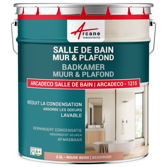 Peinture salle de bain rouge mur et plafond :ARCADÉCO SALLE DE BAIN