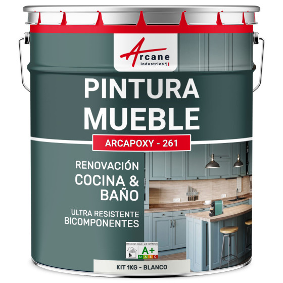 Pintura para Muebles de Cocina. encimera y Baño - ARCAPOXY - 261 Blanco - RAL 9003 - 1 kg 12 m²