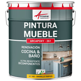 Pintura para muebles amarilla de Cocina. encimera y Baño - ARCAPOXY - 261 Amarillo Tráfico - RAL 1023 - 1 kg hasta 12 m²