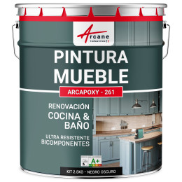 Pintura negra para muebles de cocina. encimera y baño - ARCAPOXY - 261 Negro oscuro RAL 9005 - 2.5 kg hasta 30 m²