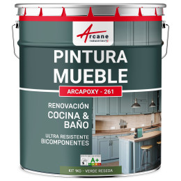 Pintura para Muebles verde Cocina. encimera y Baño - ARCAPOXY - 261 1 kg hasta 12 m² - Verde Reseda - RAL 6011