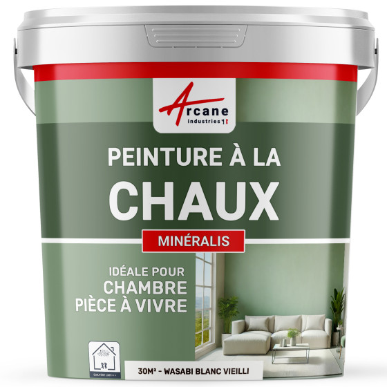 Peinture Blanche à la Chaux Naturelle Intérieure - MINERALIS Wasabi Blanc Vieilli - 30 m² 5 kg en 1 couche