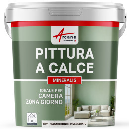 Pittura Bianca alla Calce Naturale per Interni - MINERALIS Wasabi Bianco Invecchiato - 15 m² 2.5 kg in 1 strato