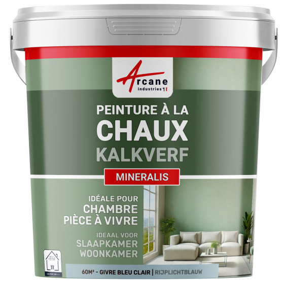 Natuurlijke Kalkverf voor Binnen - MINERALIS Rijplichtblauw - 60 m² 2x5 kg in 1 laag