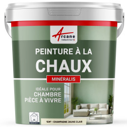 Peinture Jaune à la Chaux Naturelle Intérieure - MINERALIS Champagne Jaune Clair - 15 m² 2.5 kg en 1 couche