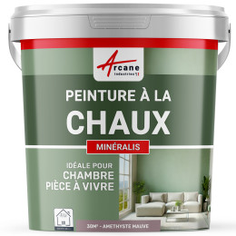Peinture Violette à la Chaux Naturelle Intérieure - MINERALIS Améthyste Mauve - 30 m² 5 kg en 1 couche