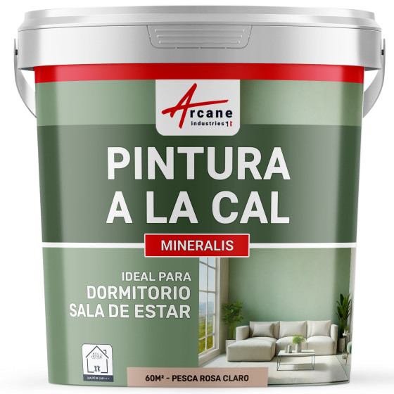 Pintura Rosa de Cal Natural para Interior - MINERALIS Pesca Rosa Claro - 60 m² 2x5 kg en una capa