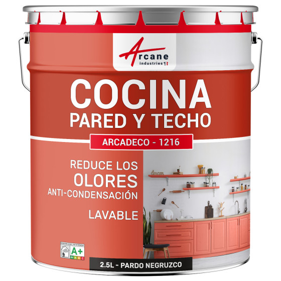 Pintura cocina negro lavable. pared y techo: ARCADECO - 1216 2.5 L - Pardo Negruzco - RAL 8022