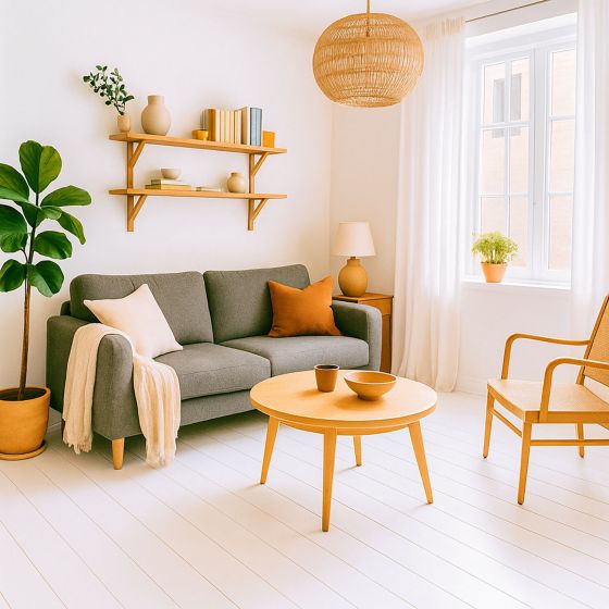 Peinture parquet bois, sol stratifié : ARCADÉCO PARQUET - Mise en situation - Blanc Peinture parquet bois, sol stratifié : ARCADÉCO PARQUET - Mise en situation - Blanc