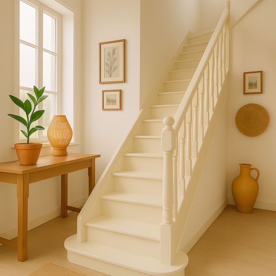 Peinture Escalier Bois : ARCADÉCO ESCALIER BOIS - Mise en situation - Ivoire Clair
