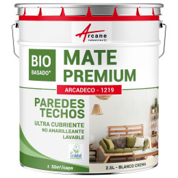 Pintura mate blanca para paredes y techos: ARCADECO BIOSOURCÉ BLANC Blanco Crema - RAL 9001 - 2.5 L 30m²