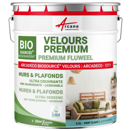 Veloursverf voor muren en plafonds: ARCADECO -1211 2.5 L (+ ou - 30m² par couche)  - Lichtgroen - RAL 6027