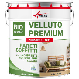 Vernice vellutata beige per muri e soffitti: ARCADECO BIOSOURCÉ Beige - RAL 1001 - 2.5 L + o - 30m² per strato