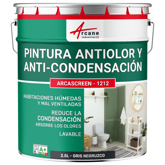 Pintura negra anticondensación. anti-olores: ARCASCREEN - 1212 2.5 L - Gris Negruzco - RAL 7021 Pintura negra anticondensación. anti-olores: ARCASCREEN - 1212 2.5 L - Gris Negruzco - RAL 7021