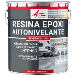 Resina epoxi para suelos, autonivelante - REVEPOXY - 148 - 25 kg - Rojo señales - RAL 3020